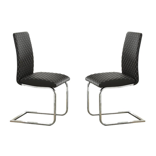 Bi-Cast Vinyl Side Chairs With Contrast Stitching, Set of 2, Gray-Dining Chairs-Gray-Hardwood Veneer-JadeMoghul Inc.