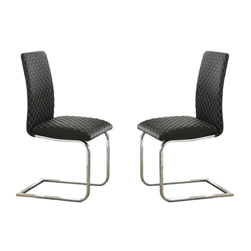 Bi-Cast Vinyl Side Chairs With Contrast Stitching, Set of 2, Gray-Dining Chairs-Gray-Hardwood Veneer-JadeMoghul Inc.