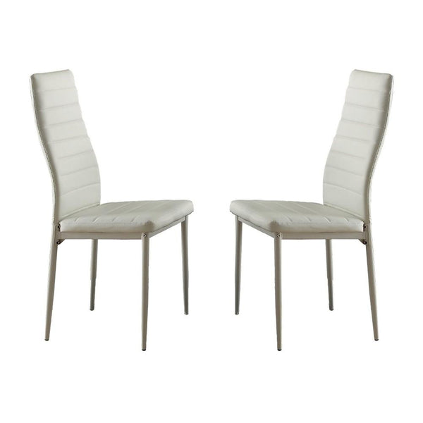 Bi-Cast Vinyl Side Chairs With Curvy Backs, Set of 2, White-Dining Chairs-White-Wood-JadeMoghul Inc.