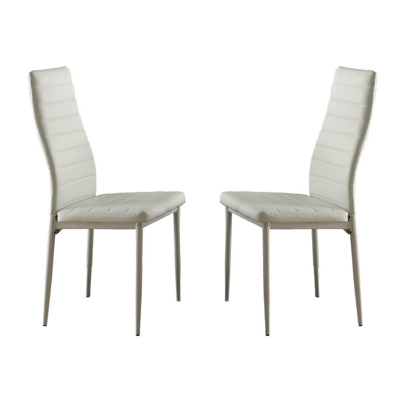 Bi-Cast Vinyl Side Chairs With Curvy Backs, Set of 2, White-Dining Chairs-White-Wood-JadeMoghul Inc.