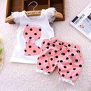 BibiCola Baby Summer Casual Clothes Set Children Short Sleeve Cartoon cat dot T-shirt + Shorts Sport Suit Clothing Sets for Girl-pink-9M-JadeMoghul Inc.