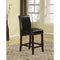 Bicast Leather Upholstered Wooden Bar Chair, Set Of Two, Black And Brown-Bar Chairs-Black And Brown-Wood Bicast Leather-JadeMoghul Inc.