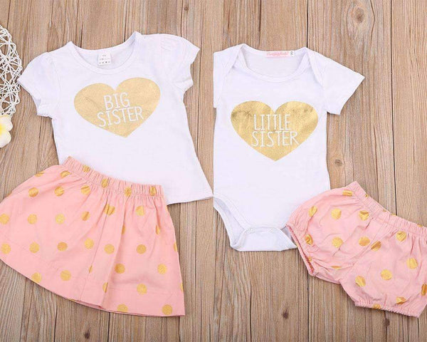 Big Sister/ Little Sister Summer Outfit Set-White-Little 0 to 6M-JadeMoghul Inc.