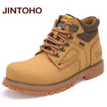 Big Size Men Ankle Boots / Genuine Leather Men Work & Safety Boots-huang se-6.5-JadeMoghul Inc.