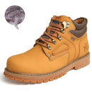 Big Size Men Ankle Boots / Genuine Leather Men Work & Safety Boots-huang se with fur-6-JadeMoghul Inc.