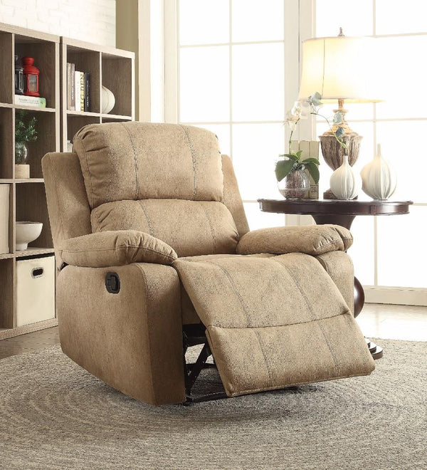 Bina Recliner, Light Brown Microfiber-Recliner Chairs-Brown-Polished Microfiber Fabric (Vintage Finish)-JadeMoghul Inc.