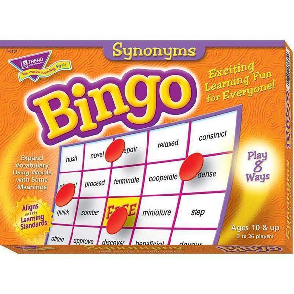 BINGO SYNONYMS AGES 10 & UP-Learning Materials-JadeMoghul Inc.