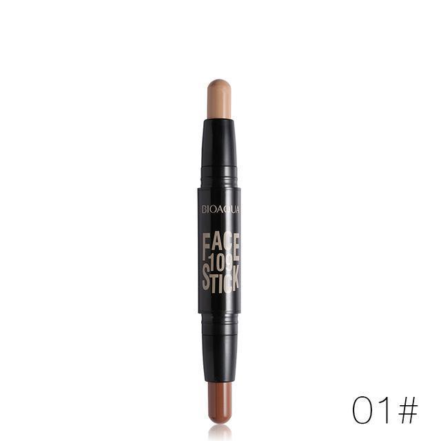 BIOAQUA Brand Double Head 3D Bronzer Highlighter Stick Face Makeup Concealer Pen Foundation Stick Cream Texture Contour Pencil-01-JadeMoghul Inc.