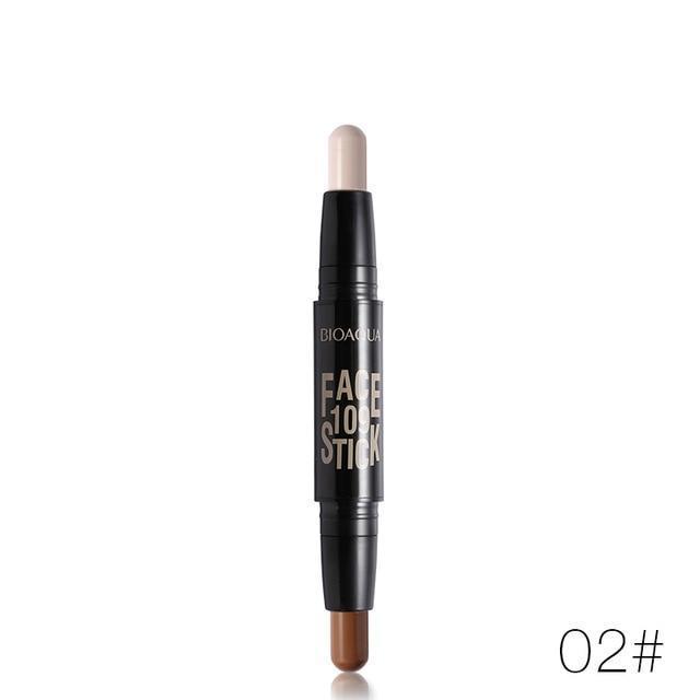 BIOAQUA Brand Double Head 3D Bronzer Highlighter Stick Face Makeup Concealer Pen Foundation Stick Cream Texture Contour Pencil-02-JadeMoghul Inc.
