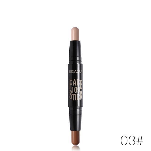 BIOAQUA Brand Double Head 3D Bronzer Highlighter Stick Face Makeup Concealer Pen Foundation Stick Cream Texture Contour Pencil-03-JadeMoghul Inc.