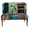 Bird Collage Print Settee, Multicolor-Accent and Storage Benches-Multicolor-wood polyurethane foam fabric-JadeMoghul Inc.