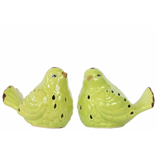 Bird Figurine with Cutout Design Assortment of Two - Green - Benzara-Statues-Green-JadeMoghul Inc.