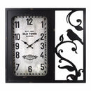 Birdie Wooden Glass Clock,Black-Wall Clocks-Black-Wood-JadeMoghul Inc.