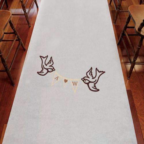 Birds with Love Pennant Personalized Aisle Runner Plain White (Pack of 1)-Aisle Runners-JadeMoghul Inc.