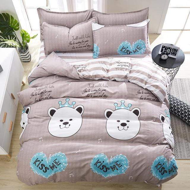 birthday present Duvet Cover flat Bed Sheet linen pillowcase Bedding Sets Full King Twin Queen size  3/ 4pcs