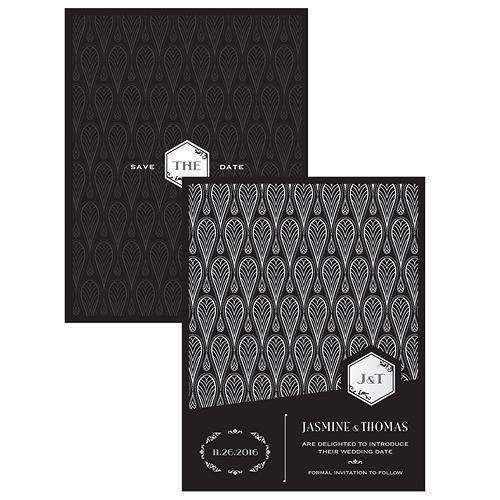 Black and Gold Opulence Save The Date Card (Pack of 1)-Weddingstar-JadeMoghul Inc.