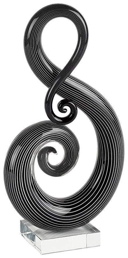 Decoration - Black and White Murano Style Note 11 Inch