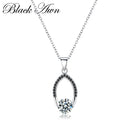 BLACK AWN Silver Necklace 100%Genuine 925 Sterling Silver 100% Slide Jewelry Necklace Women Bijoux Femme Necklaces&Pendants P086--JadeMoghul Inc.