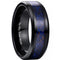 Black Promise Rings Black Blue Tungsten Carbide  Dragon Ring With Carbon Fiber