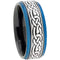 Black Wedding Rings Black Blue Tungsten Carbide Center Celtic Step Ring