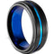 Black Ring Black Blue Tungsten Carbide Center Groove Step Edges Ring