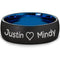 Black Wedding Rings Black Blue Tungsten Carbide Dome Ring With Custom Name Engraving