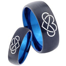 Black Promise Rings Black Blue Tungsten Carbide Infinity Heart Dome Ring