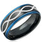 Tungsten Rings For Women Black Blue Tungsten Carbide Infinity Step Ring