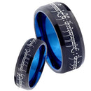 Black Promise Rings Black Blue Tungsten Carbide Lord of the Ring  Wedding Band Ring