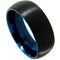 Black Wedding Rings Black Blue Tungsten Carbide Matt Satin Dome Ring