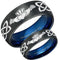 Black Band Ring Blue Tungsten Carbide Mo Anam Cara Irish Celtic Dome Ring