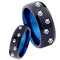 Black Tungsten Rings Black Blue Tungsten Carbide Paws Track Print Ring