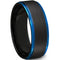 Black Wedding Rings Black Blue Tungsten Carbide Step Edges Ring