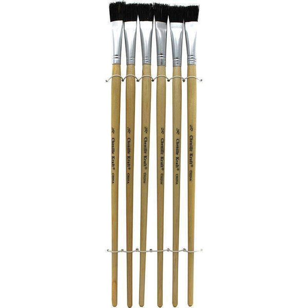 BLACK BRISTLE EASEL BRUSH 6-SET-Arts & Crafts-JadeMoghul Inc.