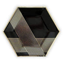 Black & Gold Hexagon Party Plates - Large (Pack of 8)-Celebration Party Supplies-JadeMoghul Inc.