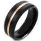 Gold Band Ring Black Gold Tone Tungsten Carbide Center Groove Ring
