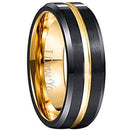 Gold Ring For Men Black Gold Tungsten Carbide Center Groove Ring