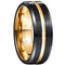 Gold Ring For Men Black Gold Tungsten Carbide Center Groove Ring