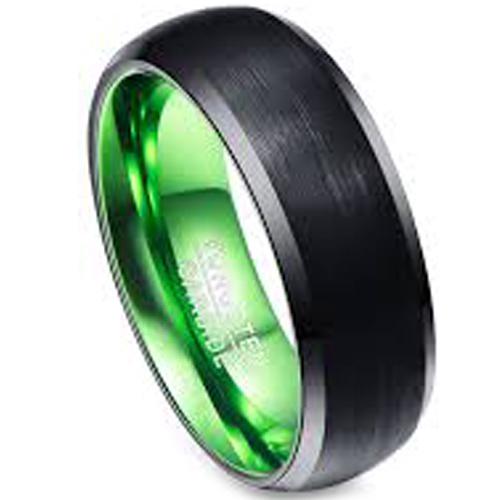 Black Wedding Rings For Her Black Green Tungsten Carbide Ring