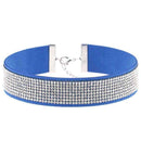 Black Leather Rhinestone Choker Necklace Women Crystal Choker 2016 Statement chocker collar fashion jewellery-blue-JadeMoghul Inc.