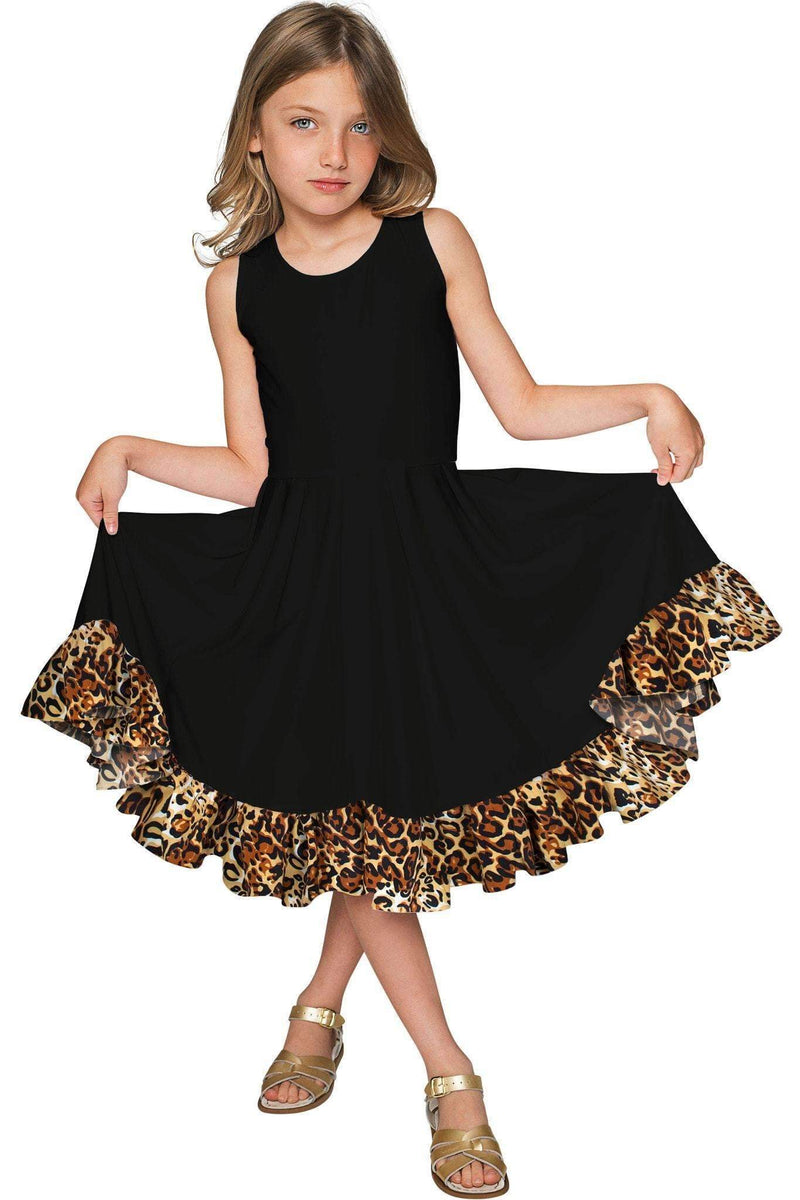 Black Leopard Vizcaya Fit & Flare Dress - Girls-Solid-18M/2-JadeMoghul Inc.
