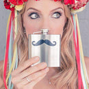 Black Mustache Stainless Steel Hip Flask (Pack of 1)-Personalized Gifts For Men-JadeMoghul Inc.