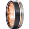 Silver Rings For Women Black Pink Rose Silver White Tungsten Carbide Ring With Offset Groove