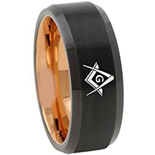 Black Wedding Rings Black Pink Rose Tungsten Carbide Masonic Ring
