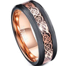 Black Wedding Rings For Her Black Pink Tungsten Carbide Dragon Ring