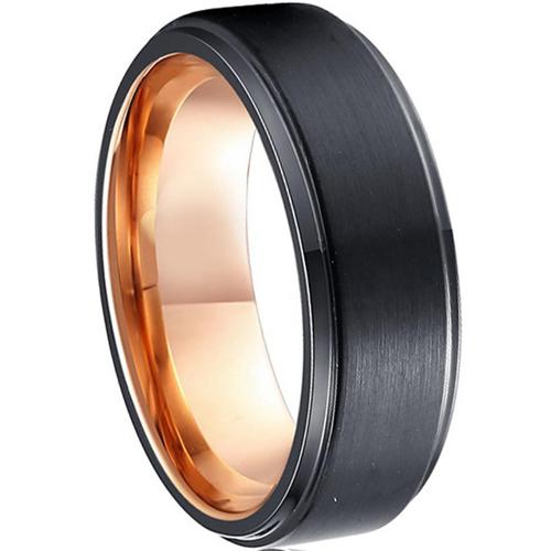 Black Wedding Rings For Her Black Pink Tungsten Carbide Step Ring