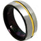 Gold Band Ring Black Platinum White Gold Tone Tungsten Carbide Center Groove Dome Ring