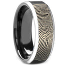 Platinum Band Rings Black Platinum White Tungsten Carbide With Custom Fingerprint Engraving