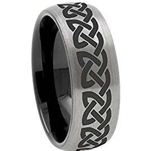 Men's Platinum Wedding Rings Black Platinum White Tungsten Carbide Celtic Dome Ring