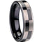 Platinum Wedding Rings Black Platinum White Tungsten Carbide Checkered Flag Flat Ring